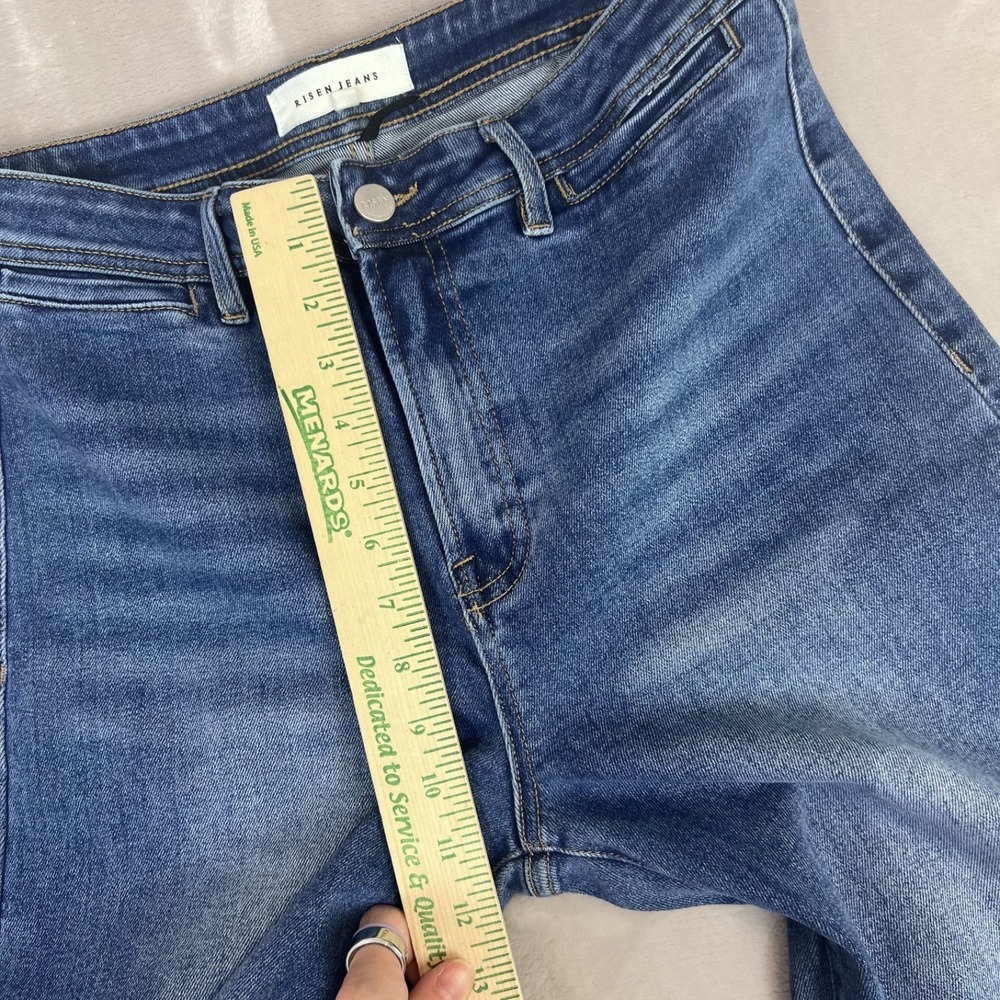 Risen Jeans Womens 11/30 Blue Denim Wide Leg Crop High Rise Everyday Casual - Picture 5 of 12